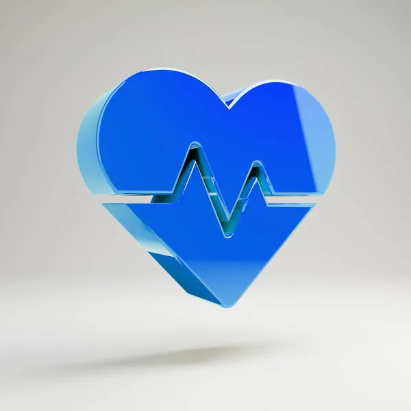 Volumetric glossy blue Heart Beat icon isolated on white background. — Stock Photo, Image