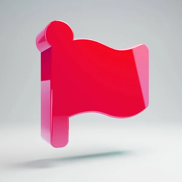 흰색 배경에 격리 된 볼륨 광택 핫 핑크 플래그 아이콘. — 스톡 사진