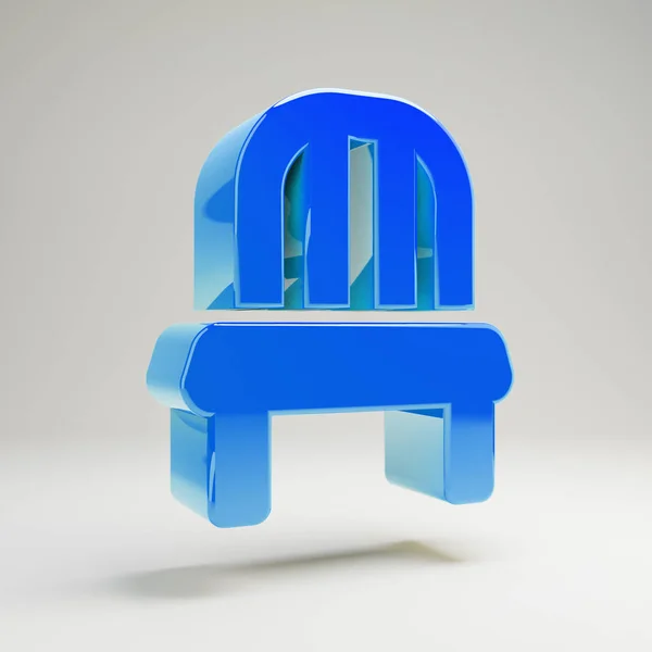 흰색 배경에 격리 된 볼륨 광택 파란색 의자 아이콘. — 스톡 사진