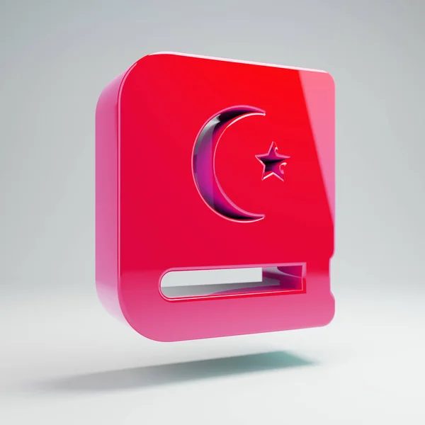 Volumétrico brilhante rosa quente ícone do Alcorão isolado no fundo branco . — Fotografia de Stock