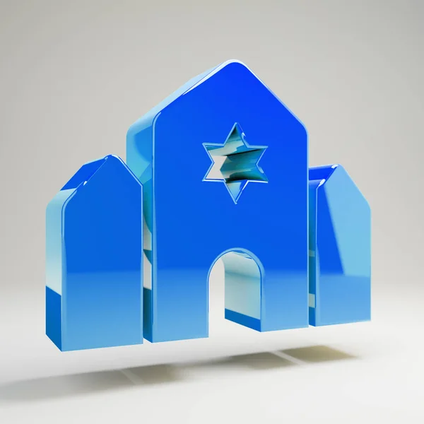 Иконка синагоги синего цвета, выделенная на белом фоне . — стоковое фото