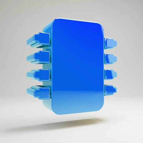 Volumetric azul brilhante ícone Microchip isolado no fundo branco . — Fotografia de Stock