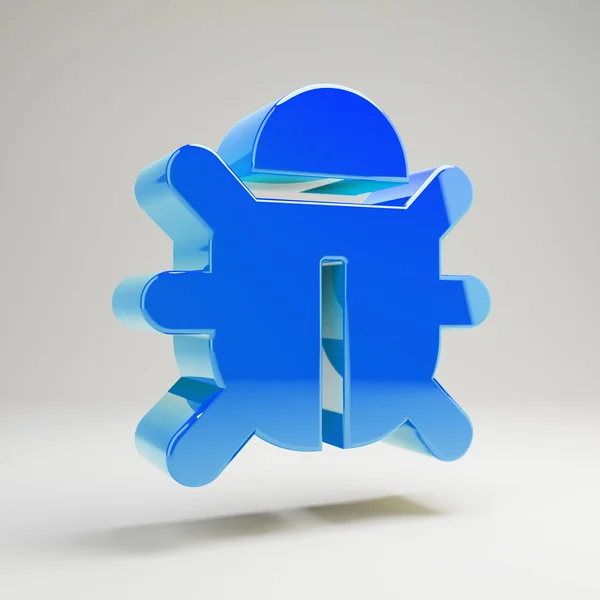 Volumetrische glossy blauw bug icoon geïsoleerd op witte achtergrond. — Stockfoto