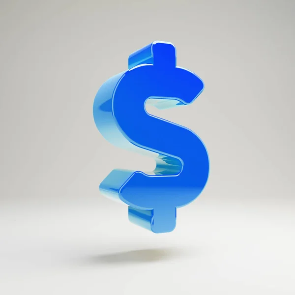 Icona volumetrica blu lucido Dollaro isolato su sfondo bianco . — Foto Stock