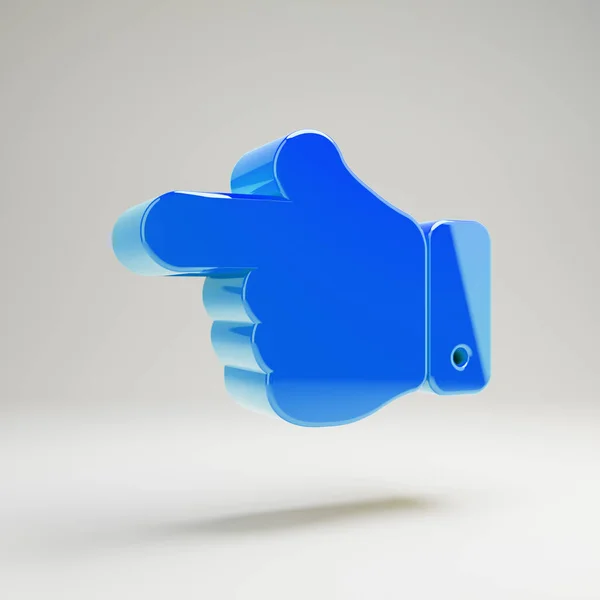 Volumetric brilhante azul Mão Ponto Ícone esquerdo isolado no fundo branco . — Fotografia de Stock