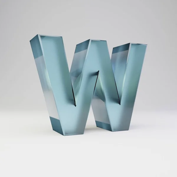Eis 3D Buchstabe w Großbuchstaben. transparente Eisschrift mit glänzenden Reflexen und Schatten auf weißem Hintergrund. — Stockfoto