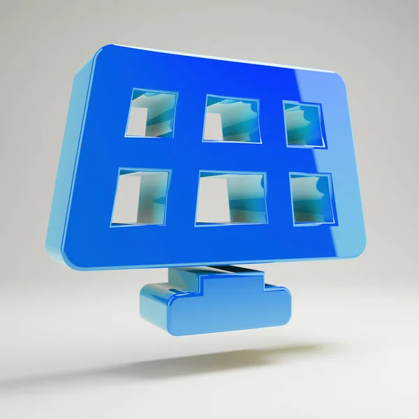 Volumetric glossy blue Solar Panel icon isolated on white background.