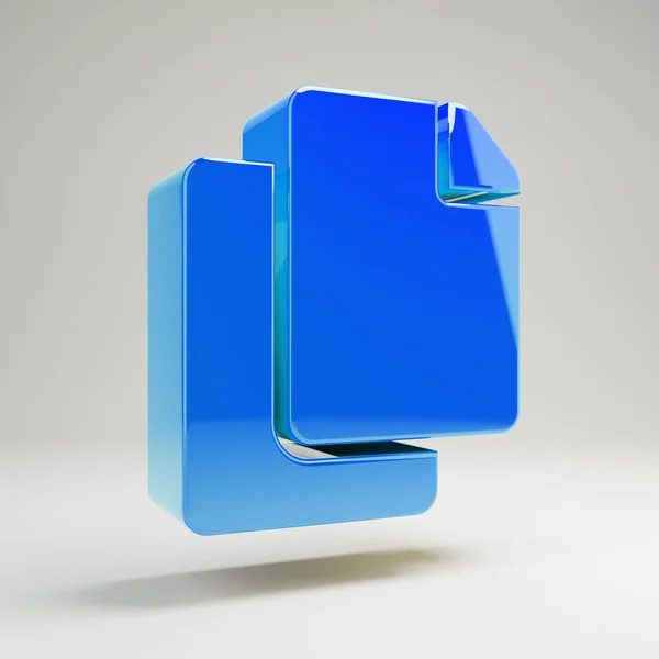 Volumétrico azul brilhante ícone de cópia isolado no fundo branco . — Fotografia de Stock