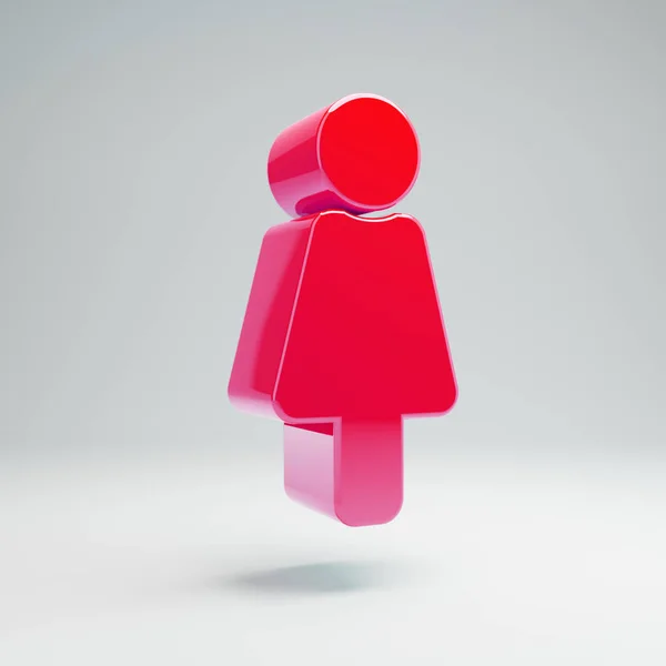 Ογκομετρικό γυαλιστερό καυτό ροζ θηλυκό εικονίδιο απομονώνεται σε λευκό φόντο. — Φωτογραφία Αρχείου