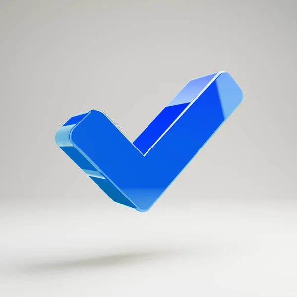 Volumetrico blu lucido Controllare l'icona isolata su sfondo bianco . — Foto Stock