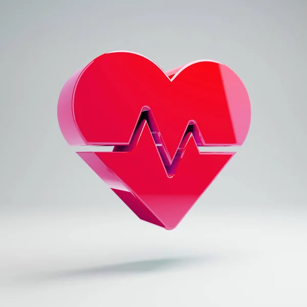 Volumetric glossy hot pink Heart Beat icon isolated on white background. — Stock Photo, Image