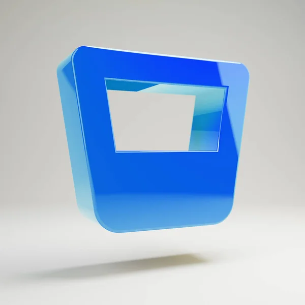 흰색 배경에 격리 된 볼륨 광택 블루 유리 위스키 아이콘. — 스톡 사진