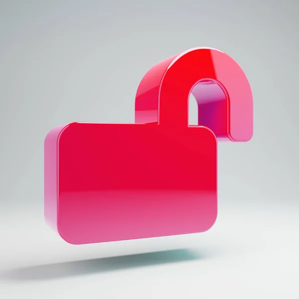 Volumetric glossy hot pink Lock Open icon isolated on white background. — Stock Photo, Image