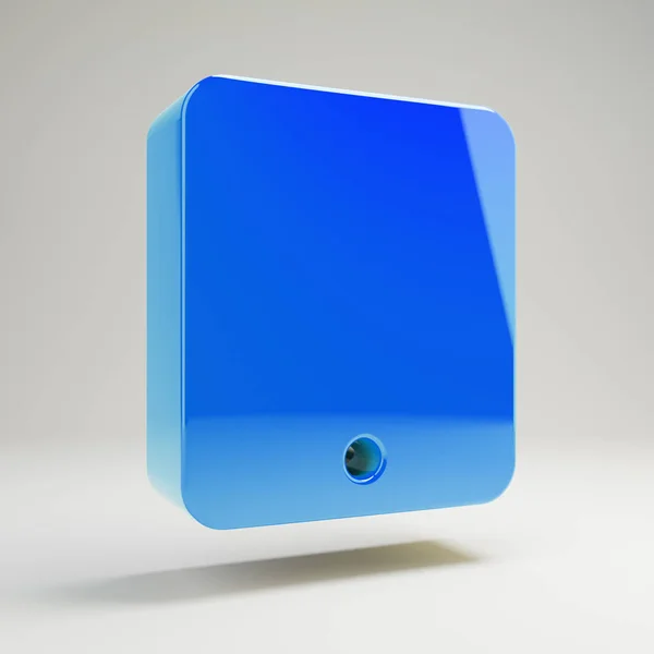 Wolumetryczny błyszczący niebieski tablet ikona na białym tle. — Zdjęcie stockowe