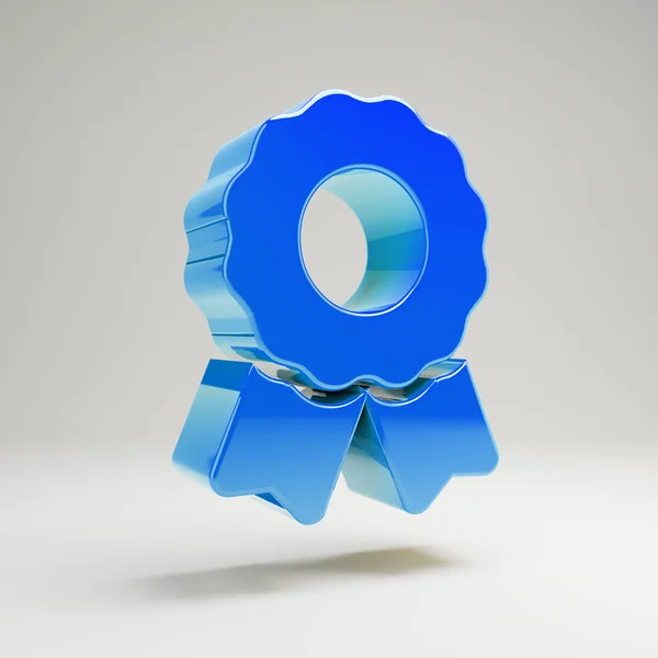 Térfogatos fényes kék Award ikon fehér alapon elkülönítve. — Stock Fotó