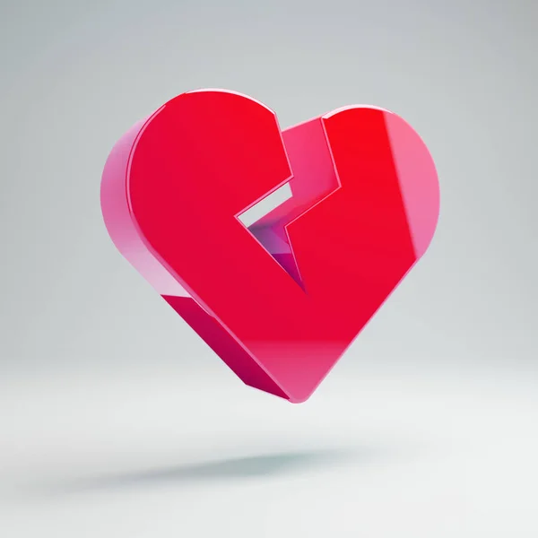 Volumetric glossy hot pink Heart Broken icon isolated on white background. — Stock Photo, Image