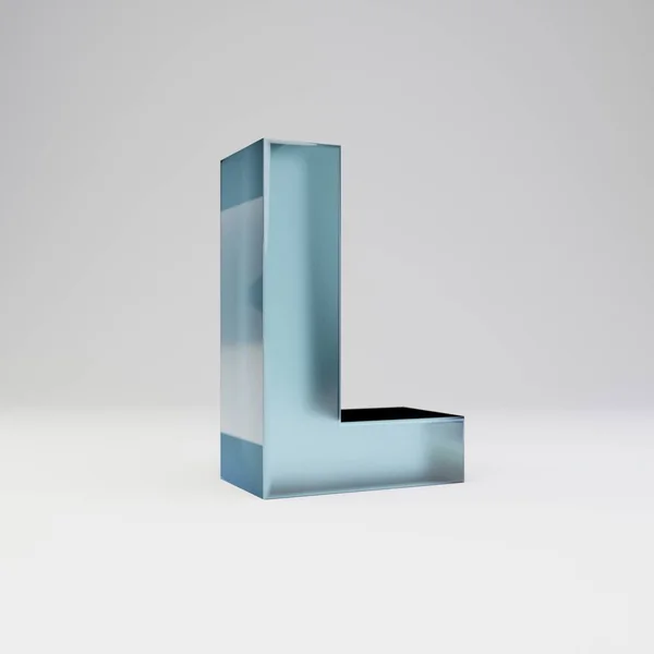 Huruf Es 3d L uppercase. Fonta es transparan dengan refleksi mengkilap dan bayangan terisolasi di latar belakang putih . — Stok Foto