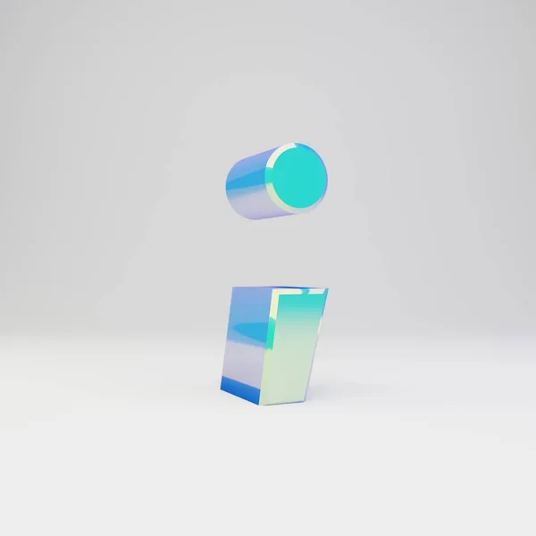 Himmelsblå 3D semikolonsymbol. Metall typsnitt med glansiga reflektioner och skugga isolerade på vit bakgrund. — Stockfoto