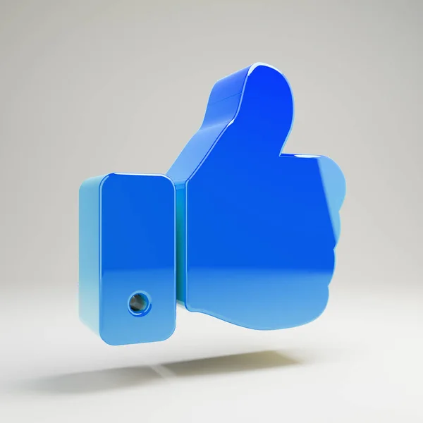 Ογκομετρικό γυαλιστερό μπλε εικονίδιο με αντίχειρες που απομονώνεται σε λευκό φόντο. — Φωτογραφία Αρχείου
