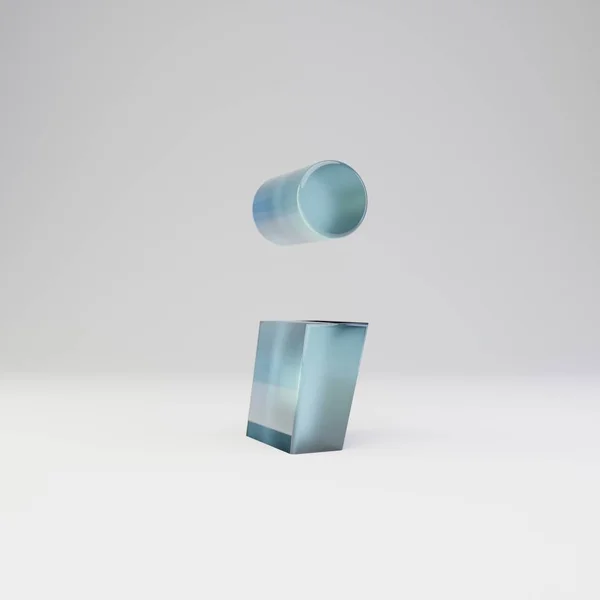 Ice 3D puntkomma symbool. Transparant ijs lettertype met glanzende reflecties en schaduw geïsoleerd op witte achtergrond. — Stockfoto