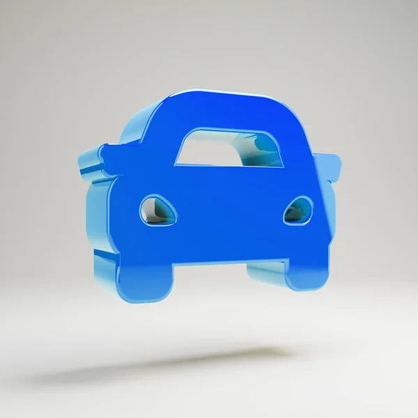 Volumetric azul brilhante ícone do carro isolado no fundo branco . — Fotografia de Stock