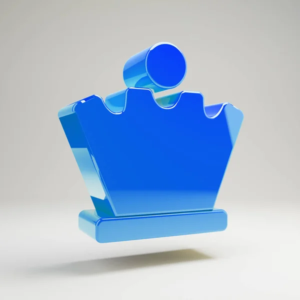Volumetric brilhante azul Xadrez Rainha ícone isolado no fundo branco . — Fotografia de Stock