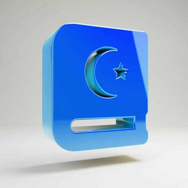 Volumétrico azul brilhante ícone do Alcorão isolado no fundo branco . — Fotografia de Stock