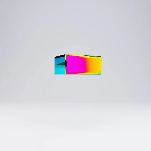 3d holográfico menos símbolo. Fonte brilhante com reflexos multicoloridos e sombra isolada no fundo branco . — Fotografia de Stock