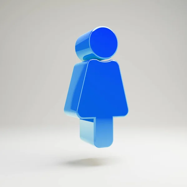 Volumétrique bleu brillant icône féminine isolée sur fond blanc . — Photo