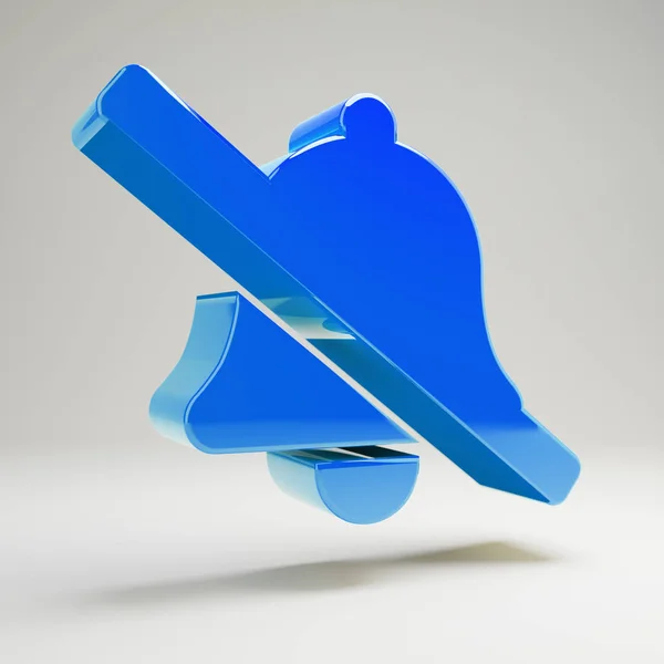 Volumétrico azul brilhante ícone Bell Slash isolado no fundo branco . — Fotografia de Stock