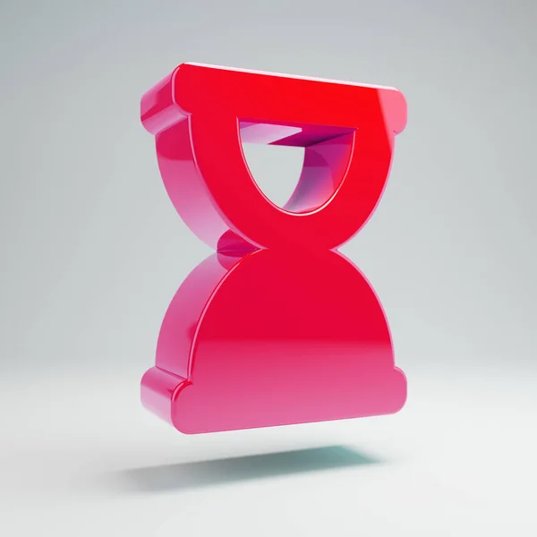 흰색 배경에 격리 된 볼륨 광택 뜨거운 핑크 모래 시계 끝 아이콘. — 스톡 사진