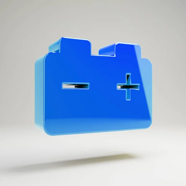 Volumetrico lucido blu Auto icona della batteria isolato su sfondo bianco . — Foto Stock