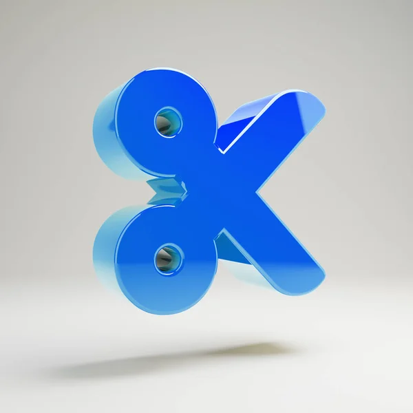 Volumétrique bleu brillant Icône de coupe isolée sur fond blanc . — Photo