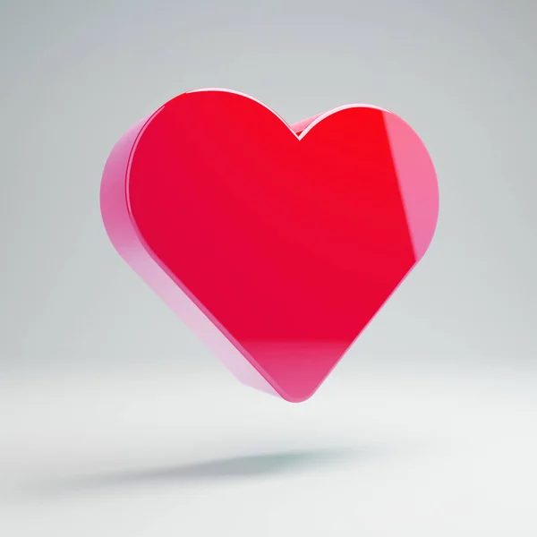 Volumetrische glanzende hete roze hart pictogram geïsoleerd op witte achtergrond. — Stockfoto