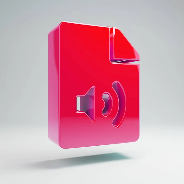 Volumetric glossy hot pink File Audio icon isolated on white background. — Stock Photo, Image