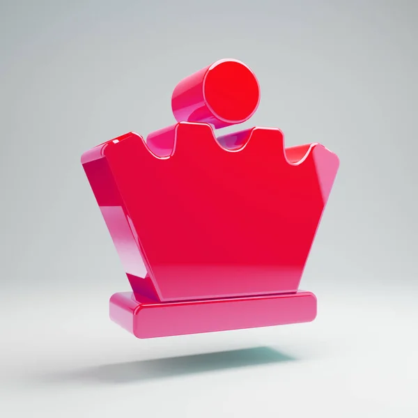 Icono volumétrico brillante de la reina de ajedrez rosa caliente aislado sobre fondo blanco . —  Fotos de Stock
