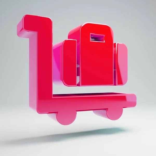 Ογκομετρικό γυαλιστερό ζεστό ροζ καλάθι αποσκευών εικονίδιο απομονώνεται σε λευκό φόντο. — Φωτογραφία Αρχείου