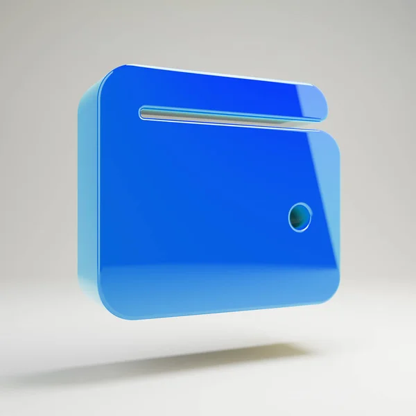Volumetrische glanzende blauwe portemonnee icoon geïsoleerd op witte achtergrond. — Stockfoto