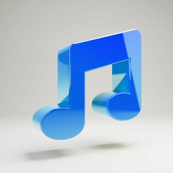 Volumetric glossy blue Music icon isolated on white background.
