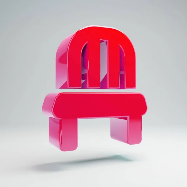 Volumetric brilhante rosa quente cadeira ícone isolado no fundo branco . — Fotografia de Stock
