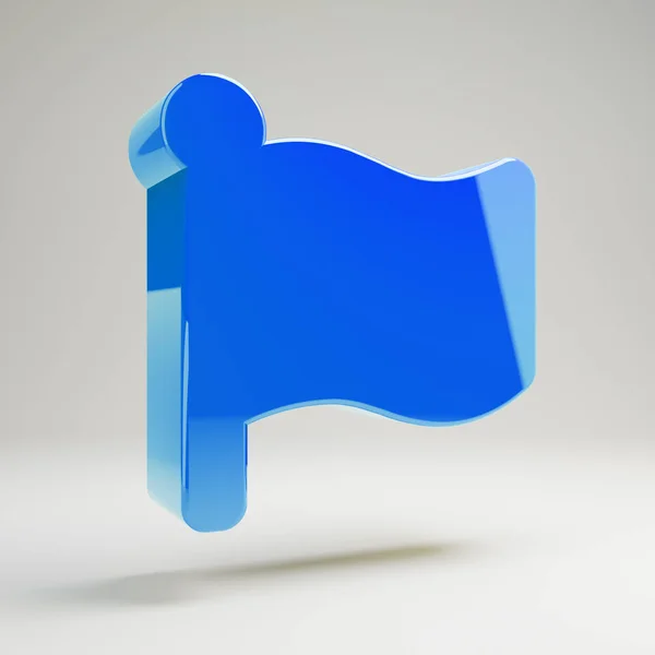 Volumetric glossy blue Flag icon isolated on white background. — Stock Photo, Image