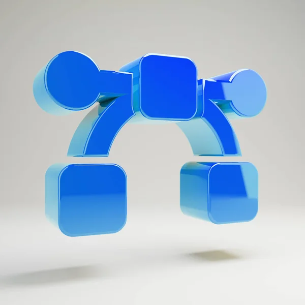 Volumetrisk blå Bezier-kurva ikon isolerad på vit bakgrund. — Stockfoto