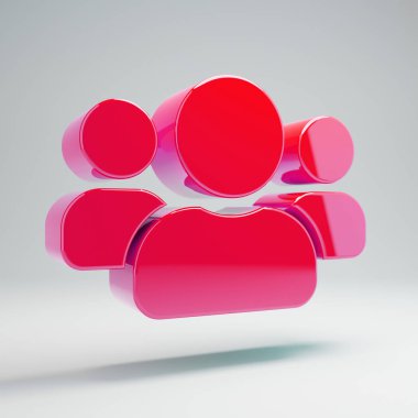 Beyaz arka planda izole hacimsel parlak sıcak pembe kullanıcılar simgesi.