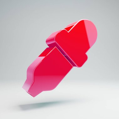 Beyaz arka planda izole hacimsel parlak sıcak pembe Göz Damlalığı simgesi.