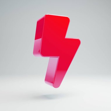 Beyaz arka planda izole hacimsel parlak sıcak pembe Cıvata simgesi.