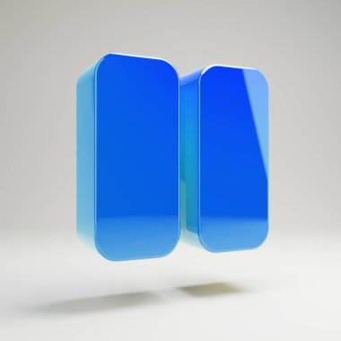 Beyaz arka planda yalıtılmış hacimsel parlak mavi Duraklatma simgesi.