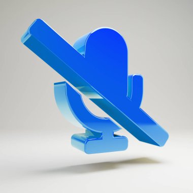 Beyaz arka planda izole edilmiş hacimsel parlak mavi Mikrofon Konçertosu simgesi.