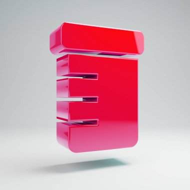 Beyaz arka planda izole hacimsel parlak sıcak pembe Reçete Şişe simgesi.