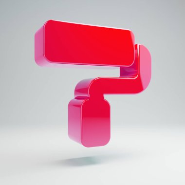 Beyaz arka planda izole hacimsel parlak sıcak pembe Paint Roller simgesi.