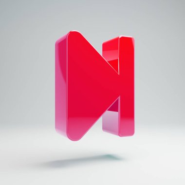 Beyaz arka planda izole hacimsel parlak sıcak pembe Step Forward simgesi.